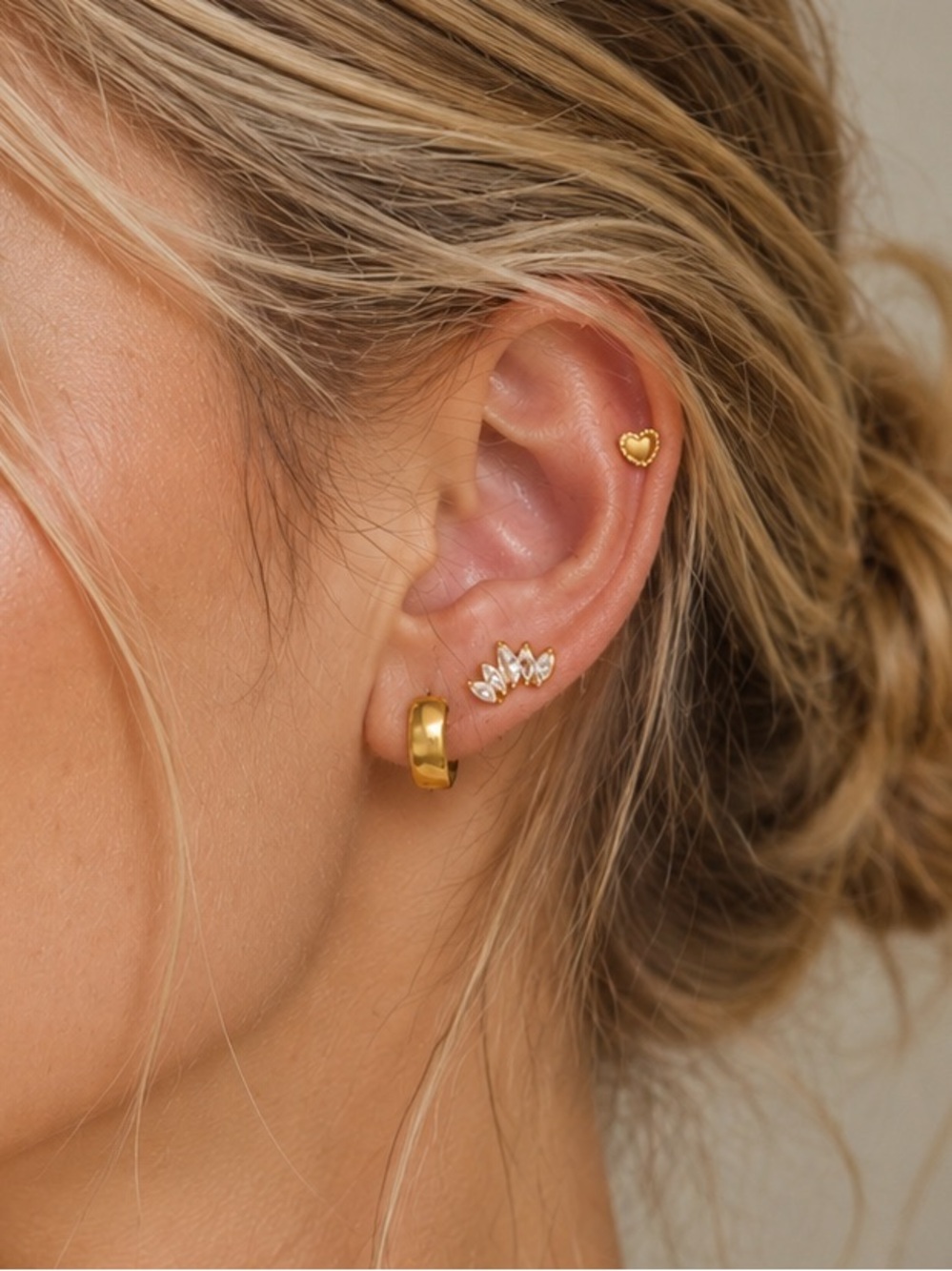 3 Pairs | 18k Gold Plated Earring Set